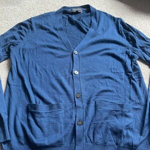 Banana Republic Men's Blue V-Neck Button Cardigan